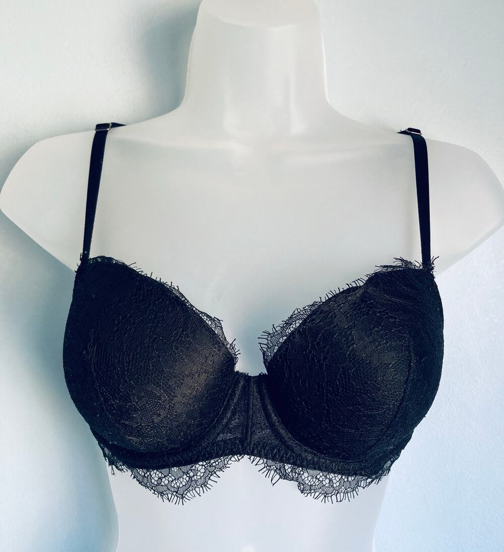 Victoria's Secret Bra Dream Angels Lined Demi 36B Black Lace Whimsigoth